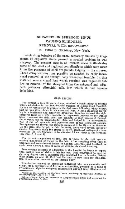 (PDF) Shrapnel in sphenoid sinus causing blindness. Removal with recovery - DOKUMEN.TIPS