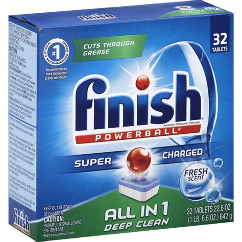 Finish® All in 1 Powerball® Super Charged Deep Clean Fresh Scent Automatic Dishwasher Detergent ...