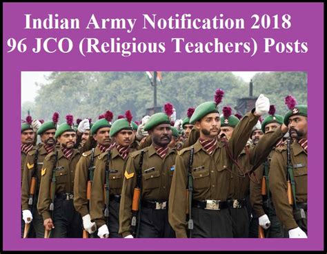 Indian Army Notification 2018 - 96 JCO (Religious Teachers) Posts