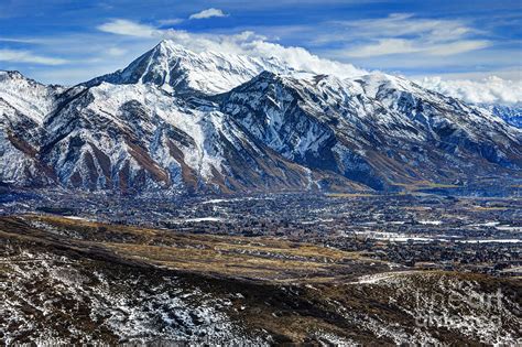 Mt. Timpanogos In Winter From Utah Valley Photograph by Gary Whitton