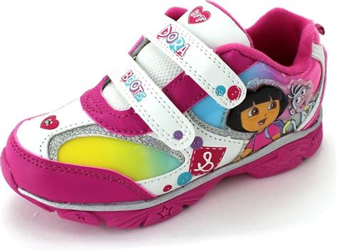 Dora the Explorer Girls Pink Lighted Sneakers Shoes (9 M US Toddler ...