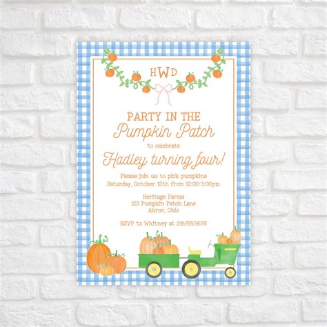 Printable Pumpkin Patch Birthday Invitation Fall Autumn - Etsy