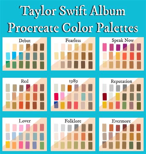 Taylor Swift Album Era Inspired Procreate Palettes - Etsy