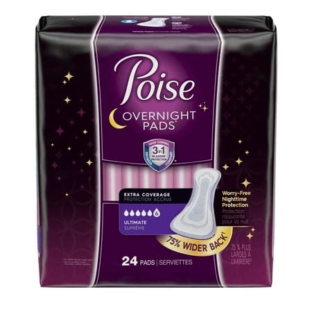 Poise Overnight Incontinence Pads for Women, Ultimate Absorbency, Extra ...