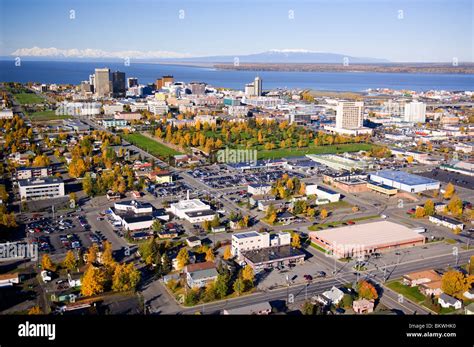 Down Town Anchorage, an aerial view of this largest city in Alaska. Stock photo for sale Stock ...