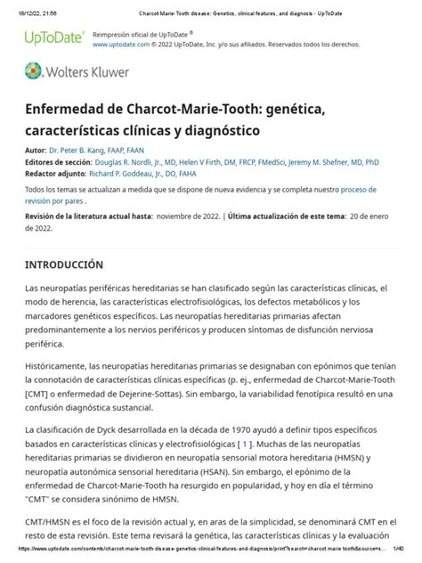 Charcot-Marie-Tooth Disease - Genetics, Clinical Features, and Diagnosis - UpToDate | PDF ...