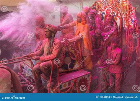 Holi Celebration, Vrindavan and Mathura, India Editorial Stock Image - Image of festive ...