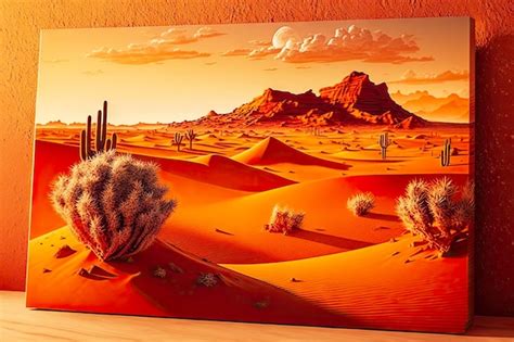 Premium Photo | Landscape of red sands at sunset orange desert landscape with cactus and sand ...