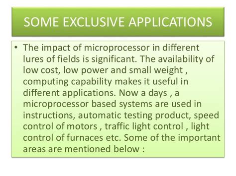 Applications of microprocessor