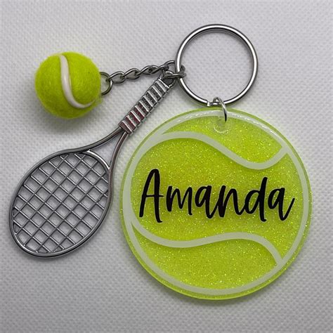 2.5 Personalized Tennis Keychain With Racket and Ball Custom Tennis Accessory Tennis Player Gift ...