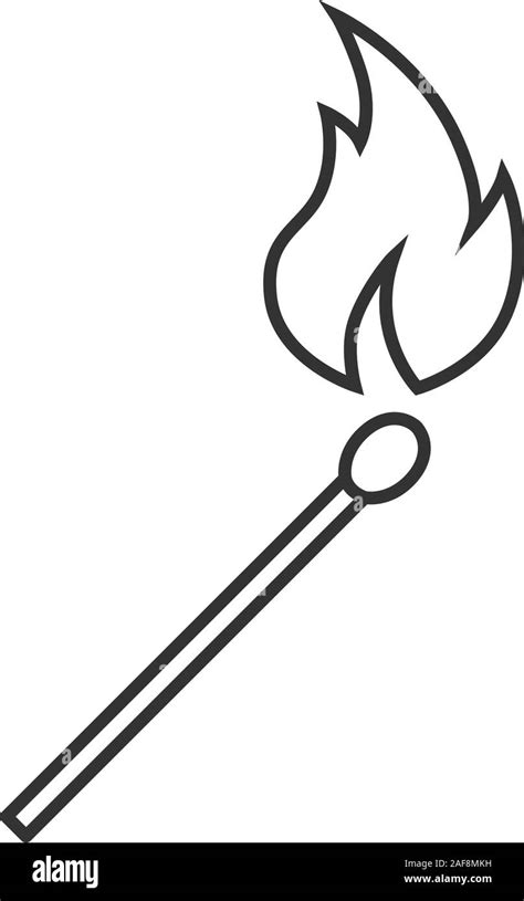 Burning matchstick linear icon. Arson. Thin line illustration. Contour symbol. Vector isolated ...