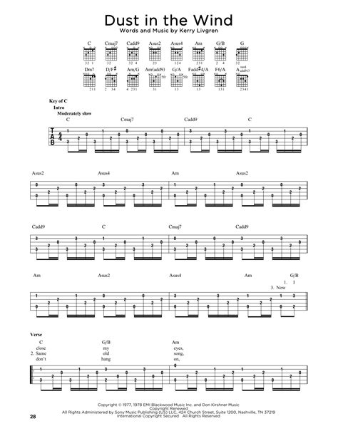 Dust In The Wind by Kansas - Guitar Lead Sheet - Guitar Instructor