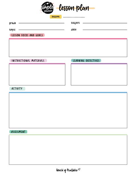 Lesson Plan Templates - World of Printables