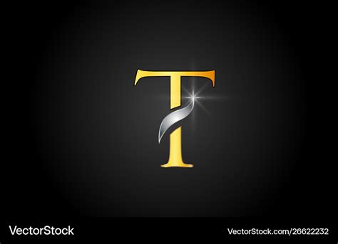 Yellow gold alphabet letter t logo company icon Vector Image