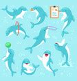 Dolphin seafish character drawing or Royalty Free Vector