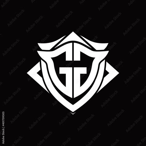 GG Logo monogram with shield and horn shape design template Stock ...