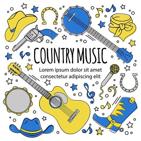 Music Festival Illustration Vector PNG Images, Country Music Festival American Cowboy Western ...