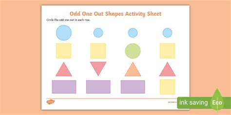 👉 Odd One Out Shapes Worksheet