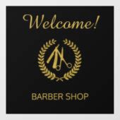 Barber shop black gold elegant welcome salon floor decals | Zazzle