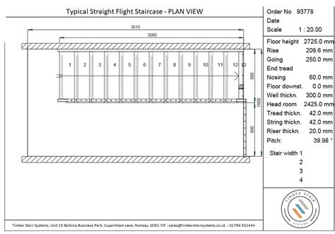 Typical-Straight-Flight-Staircase-Drawing - Floating Stairs