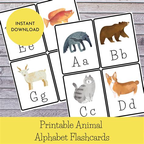 Animal ABC Flashcards Alphabet Flashcards Printable - Etsy