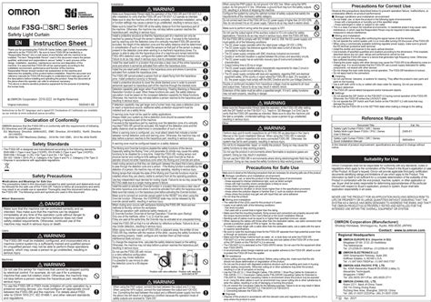 OMRON F3SG SR SERIES INSTRUCTION SHEET Pdf Download | ManualsLib