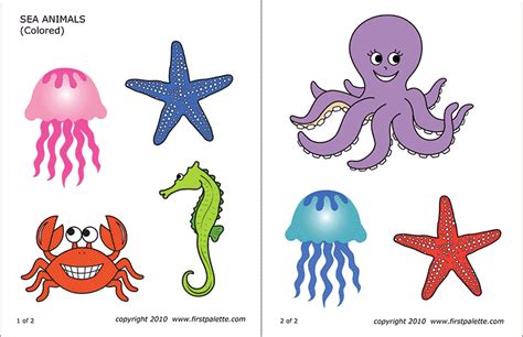 Sea Animals | Free Printable Templates & Coloring Pages | FirstPalette.com