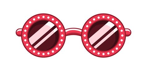 Red round shades sunglasses with white dot pattern clipart. Funky party ...