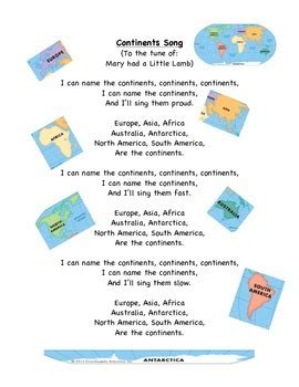 The Continents Song by J Davidson | TPT