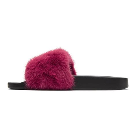 GIVENCHY Pink Mink Fur Slides | ModeSens