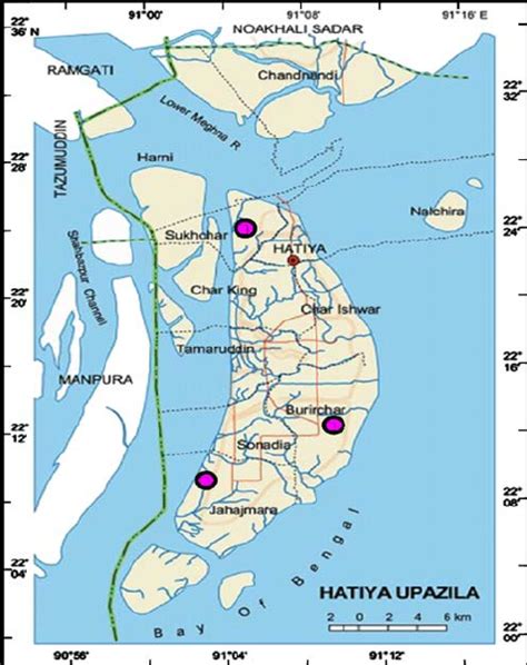 Study site at Hatia Island of the Noakhali district (detail case study ...