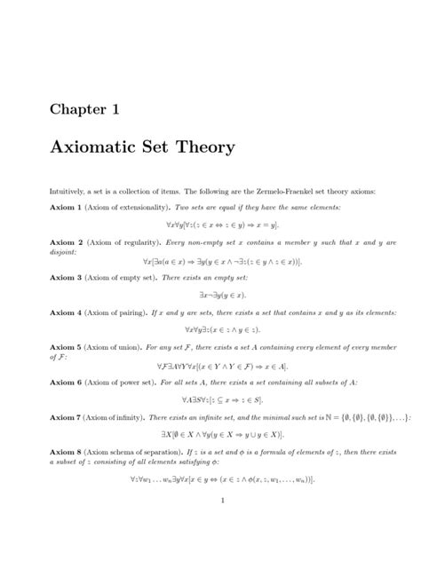 Axiomatic Set Theory | PDF | Empty Set | Set (Mathematics)