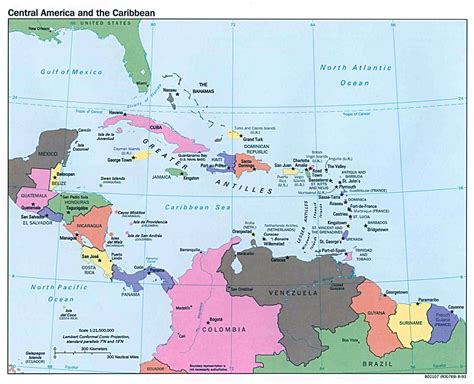 Large political map of Central America and the Caribbean – 1993 ...