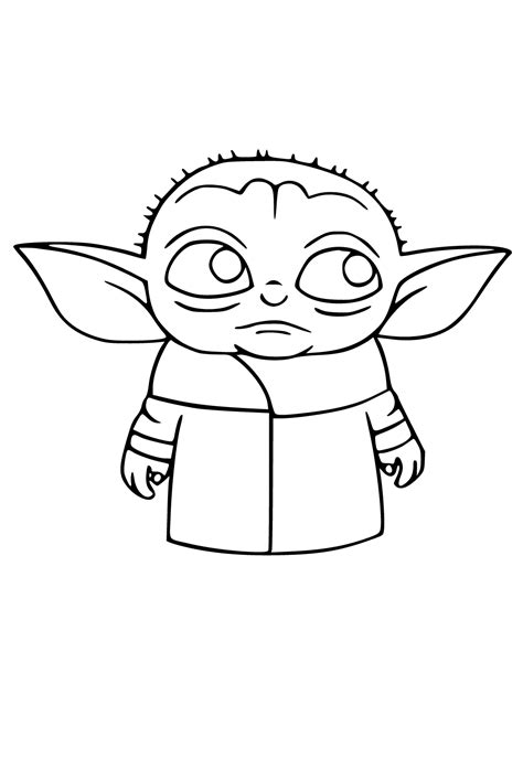 Free Printable Yoda Cute Coloring Page for Adults and Kids - Lystok.com