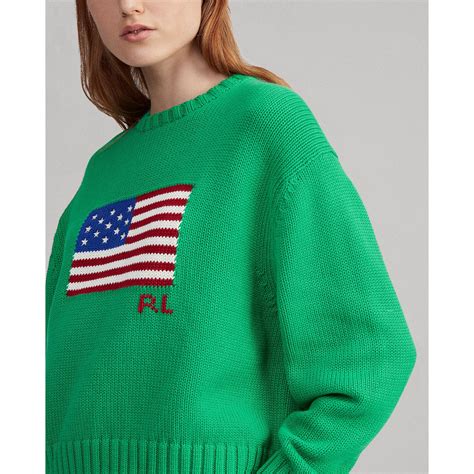 Complex raft ancestor ralph lauren womens flag sweater incomplete Loosely Monarchy
