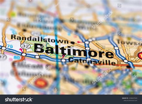 Baltimore On Usa Road Map Closeup Stock Photo 1658607043 | Shutterstock