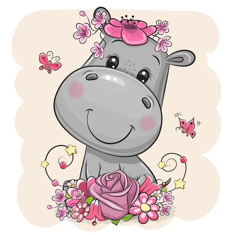 Pin by Pinner on Cute Cartoon Animals. Art by Reginast777 | Cartoon hippo, Baby animal drawings ...