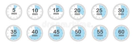 Set of Timers. 5, 10, 15, 20, 25, 30, 35, 40, 45, 50, 55, and 60 Minutes. Countdown Timer Icons ...