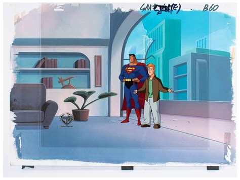 Superman and Jimmy Olsen production cels from Superman: The Animated