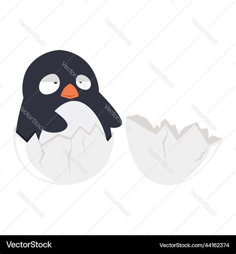 Cute hatching penguin from the egg Royalty Free Vector Image