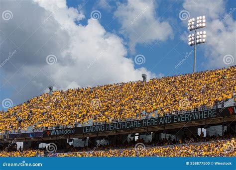 Football Fans in the Stadium at a West Virginia University College ...