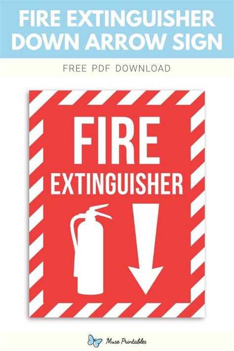 Free printable fire extinguisher down arrow sign template in PDF format ...