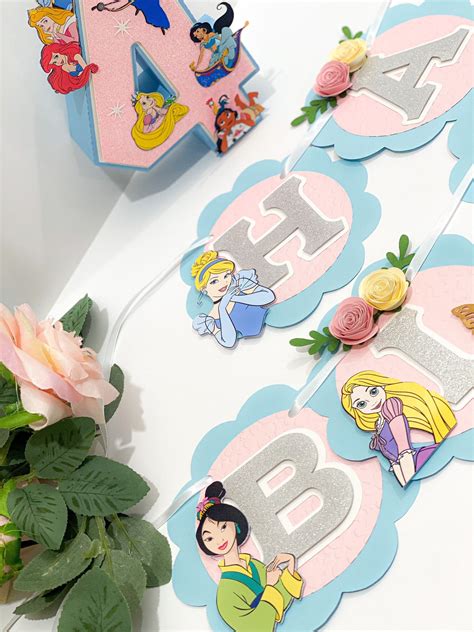 Happy Birthday Banner Disney Princesses Theme Party - Etsy