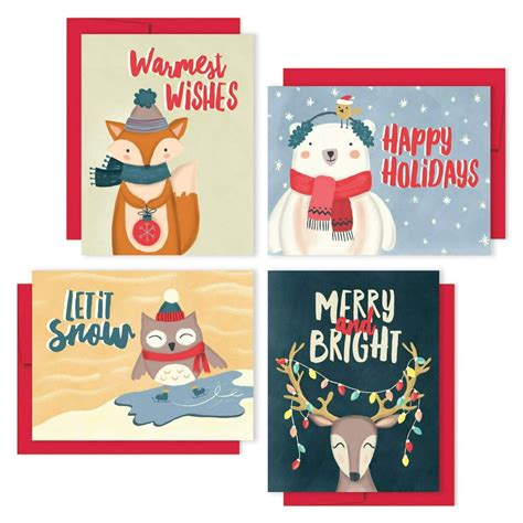 Christmas Cards Boxed Set: Woodland Animal Holiday Card Pack (Set of 12 ...