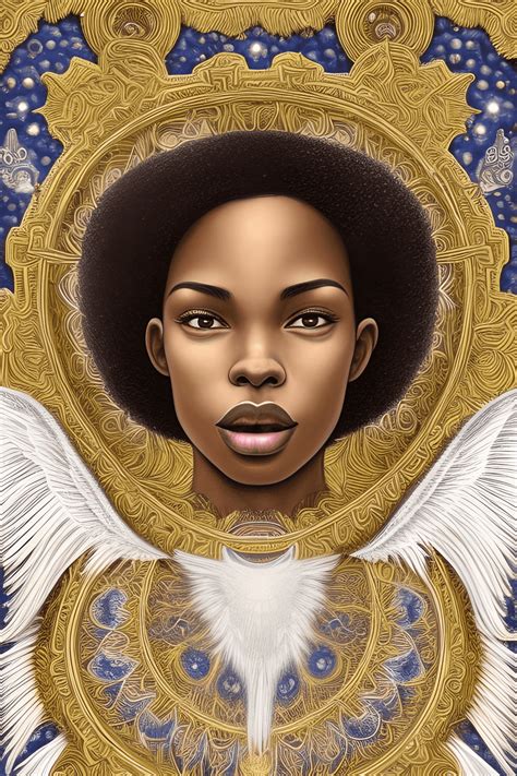 African American Angel with White Wings · Creative Fabrica