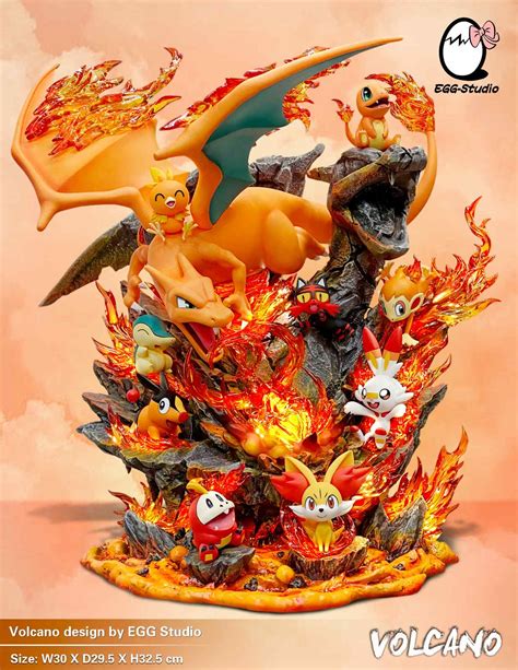 Fire Type Family with LED - Pokemon Resin Statue - EGGS Studios [In Stock]