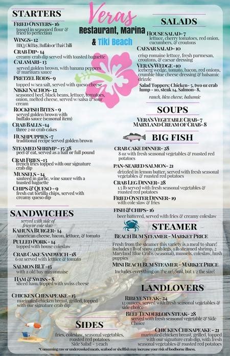 Vera's Restaurant menu in Lusby, Maryland, USA