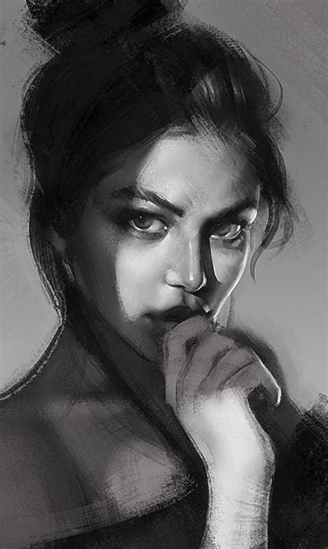 Black And White Portrait Painting