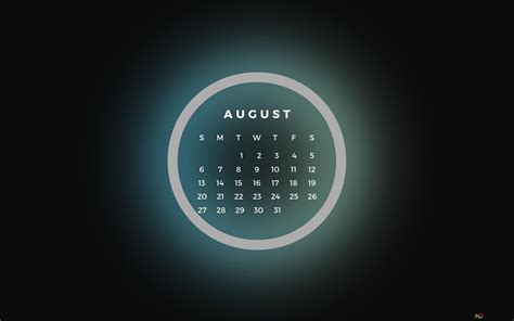 Abstract Minimalist Shade of Green Ring Light August 2023 Calendar 4K wallpaper download