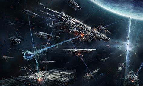 Wallpaper : space, science fiction, battle, spaceship, artwork 1920x1170 - WallpaperManiac ...